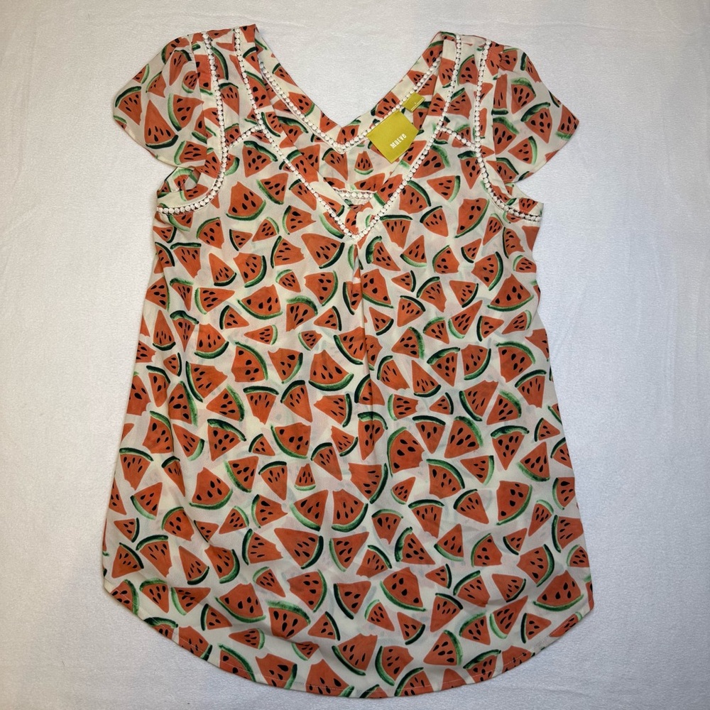 Maeve‎ Anthropologie Watermelon Print Blouse Size 2